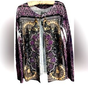 Boho Chic Brand Sweater L New Purple Whimsigoth Embellished Fairycore Cardi NWT